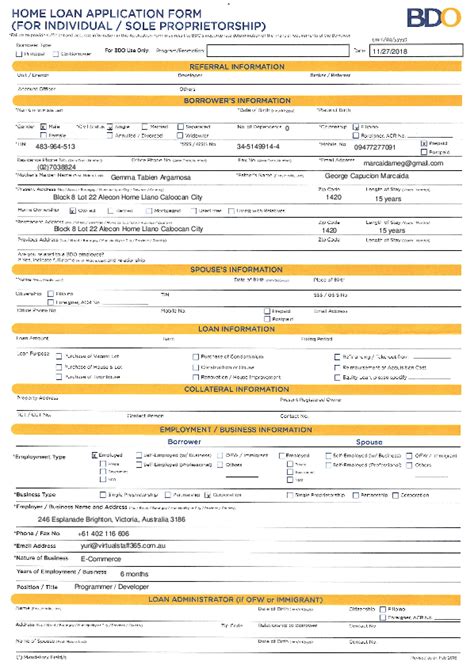 bdo home loan application form.